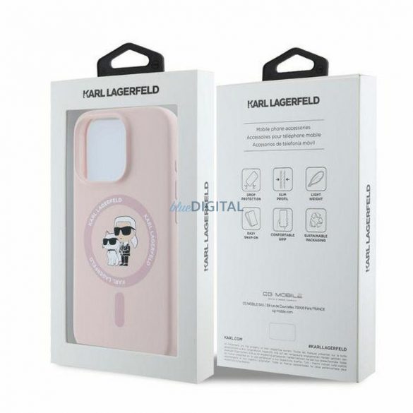 Karl Lagerfeld KLHMP16XSCMKCRHP Silicon KC Body Ring Carcasă compatibilă MagSafe pentru iPhone 16 Pro Max - roz pal