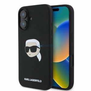 Karl Lagerfeld KLHMP16SSKHPPLK Silicon KL Head Print Carcasă compatibilă MagSafe pentru iPhone 16 - negru