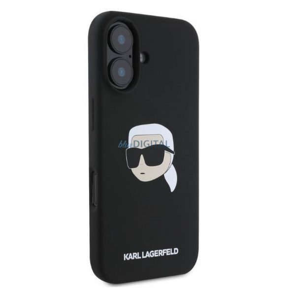 Karl Lagerfeld KLHMP16SSKHPPLK Silicon KL Head Print Carcasă compatibilă MagSafe pentru iPhone 16 - negru