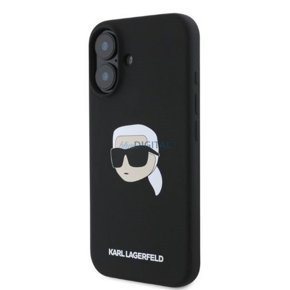 Karl Lagerfeld KLHMP16SSKHPPLK Silicon KL Head Print Carcasă compatibilă MagSafe pentru iPhone 16 - negru