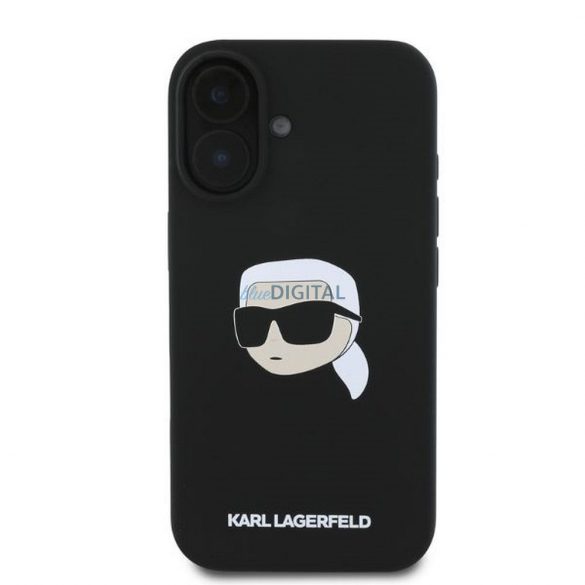 Karl Lagerfeld KLHMP16SSKHPPLK Silicon KL Head Print Carcasă compatibilă MagSafe pentru iPhone 16 - negru