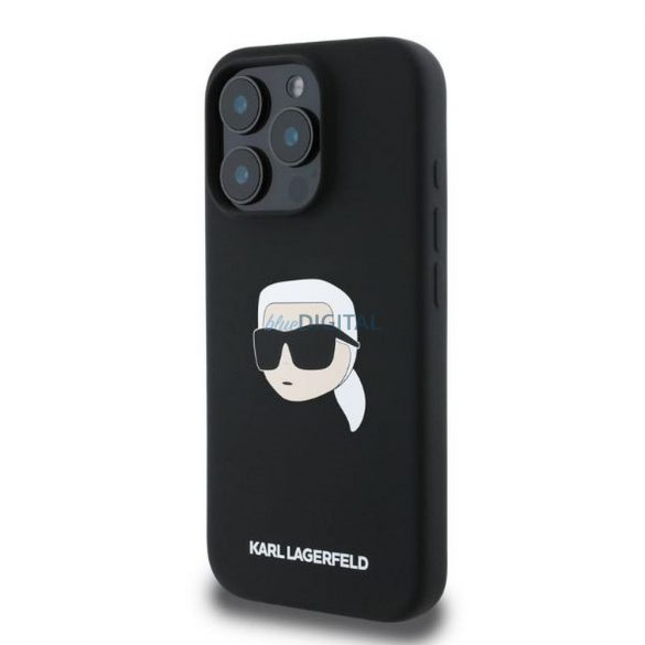 Karl Lagerfeld KLHMP16XSKHPPLK Silicon KL Head Print Carcasă compatibilă MagSafe pentru iPhone 16 Pro Max - negru