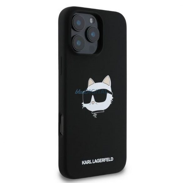 Karl Lagerfeld KLHMP16LSCHPPLK Silicon Choupette Head Print Carcasă compatibilă MagSafe pentru iPhone 16 Pro - negru