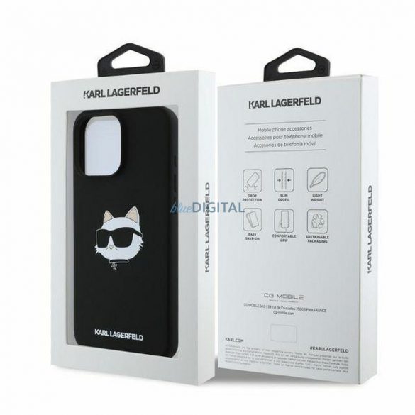 Karl Lagerfeld KLHMP16LSCHPPLK Silicon Choupette Head Print Carcasă compatibilă MagSafe pentru iPhone 16 Pro - negru