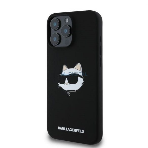 Karl Lagerfeld KLHMP16XSCHPPLK Silicon Choupette Head Print Carcasă compatibilă MagSafe pentru iPhone 16 Pro Max - negru