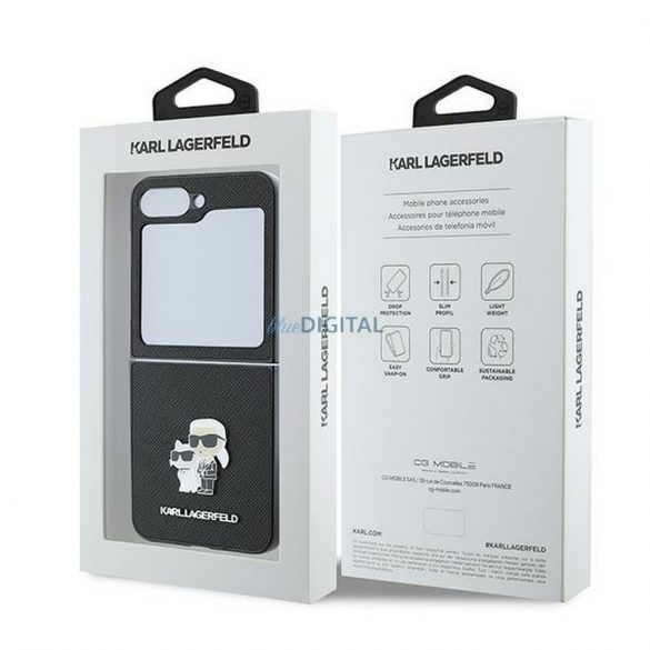 Karl Lagerfeld KLHCZF6SAPKCNPK Saffiano KC Metal Pin Caz Samsung Galaxy Z Flip6 - negru