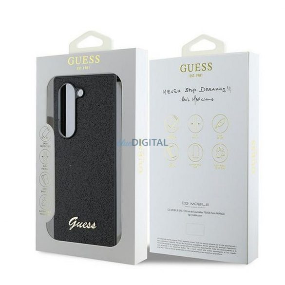 Guess GUHCZFD6HGGSHK 4G Glitter Script caz Samsung Galaxy Z Fold6 - negru