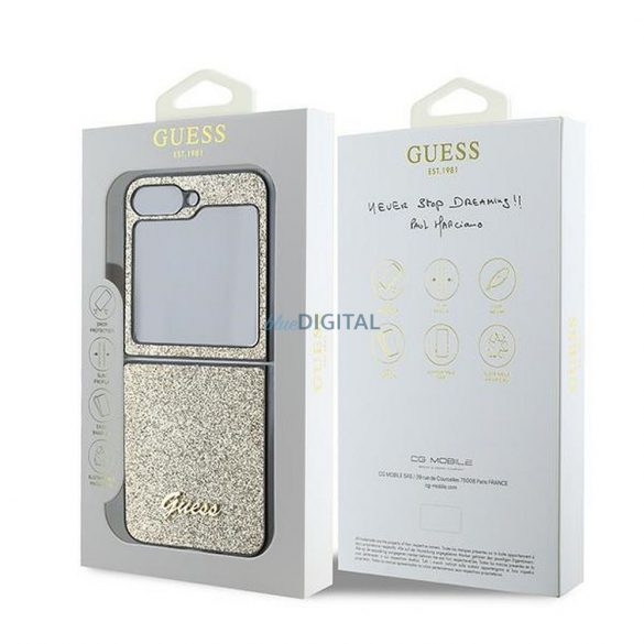 Guess GUHCZF6HGGSHD 4G Glitter Script caz Samsung Galaxy Z Flip6 - aur