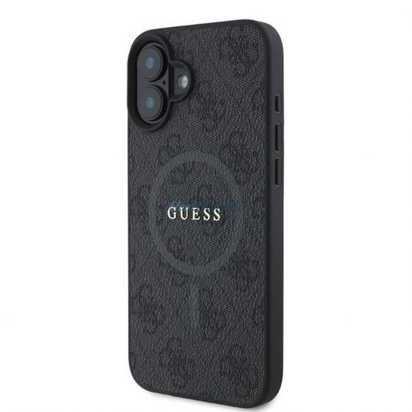 Guess GUHMP16SG4GFRK 4G Ring Classic Logo Carcasă compatibilă MagSafe pentru iPhone 16 - negru