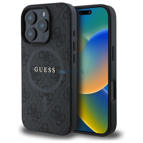 Guess GUHMP16XG4GFRK 4G Ring Classic Logo Carcasă compatibilă MagSafe pentru iPhone 16 Pro Max - negru