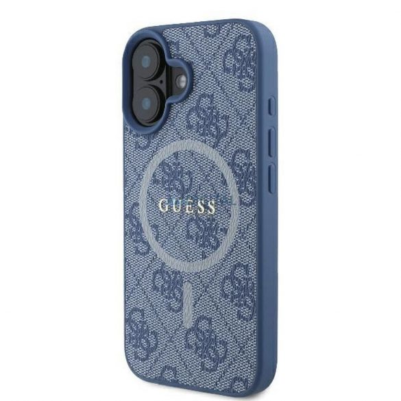 Guess GUHMP16SG4GFRB 4G Ring Classic Logo Carcasă compatibilă MagSafe pentru iPhone 16 - albastru