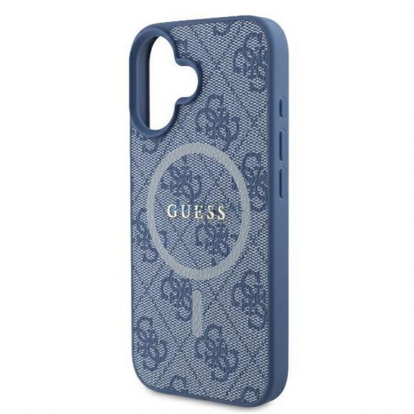 Guess GUHMP16SG4GFRB 4G Ring Classic Logo Carcasă compatibilă MagSafe pentru iPhone 16 - albastru