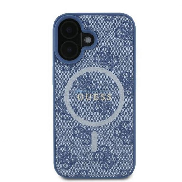 Guess GUHMP16SG4GFRB 4G Ring Classic Logo Carcasă compatibilă MagSafe pentru iPhone 16 - albastru