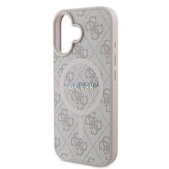 Guess GUHMP16MG4GFRP 4G Ring Classic Logo Carcasă compatibilă MagSafe pentru iPhone 16 Plus - roz