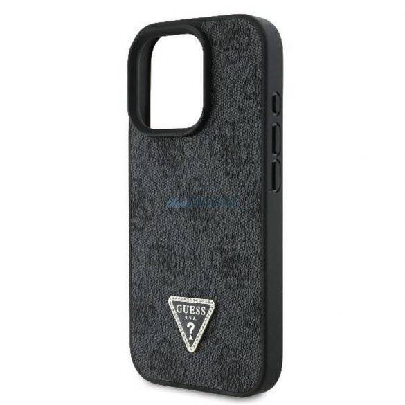 Guess GUHCP16XP4TDPK PU piele 4G Triangle Strass caz iPhone 16 Pro Max - negru