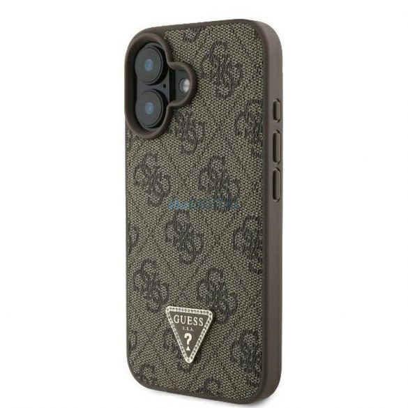 Guess GUHCP16SP4TDPW PU piele 4G Triangle Strass Caz iPhone 16 - maro