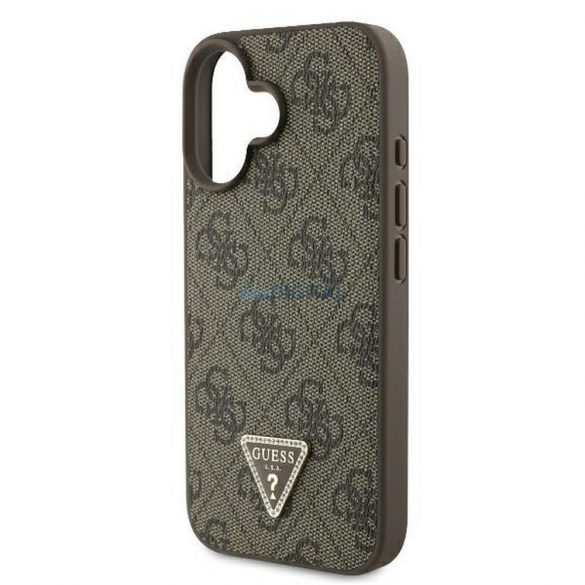 Guess GUHCP16SP4TDPW PU piele 4G Triangle Strass Caz iPhone 16 - maro