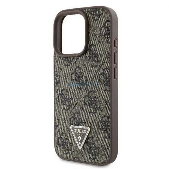 Guess GUHCP16XP4TDPW Geantă din piele PU 4G Triangle Strass iPhone 16 Pro Max - maro