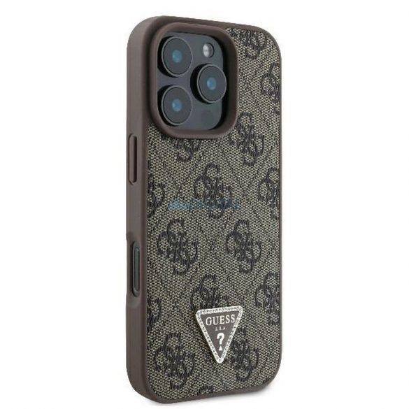 Guess GUHCP16XP4TDPW Geantă din piele PU 4G Triangle Strass iPhone 16 Pro Max - maro