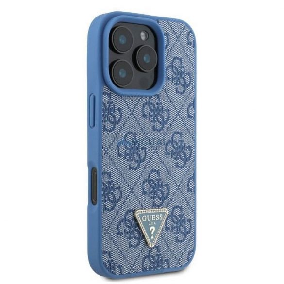 Guess GUHCP16LP4TDPB Geantă din piele PU 4G Triangle Strass iPhone 16 Pro - Albastru