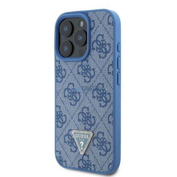 Guess GUHCP16LP4TDPB Geantă din piele PU 4G Triangle Strass iPhone 16 Pro - Albastru