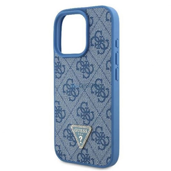 Guess GUHCP16XP4TDPB Geantă din piele PU 4G Triangle Strass iPhone 16 Pro Max - Albastru