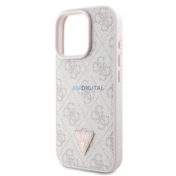 Guess GUHCP16LP4TDPP Geantă din piele PU 4G Triangle Strass iPhone 16 Pro - roz