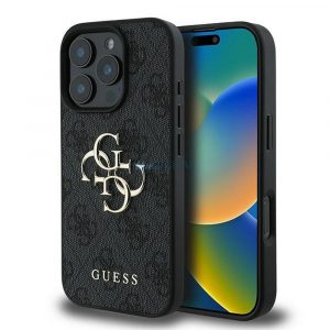 Guess GUHCP16L4GMGGR 4G PU Big Logo Caz iPhone 16 Pro - negru