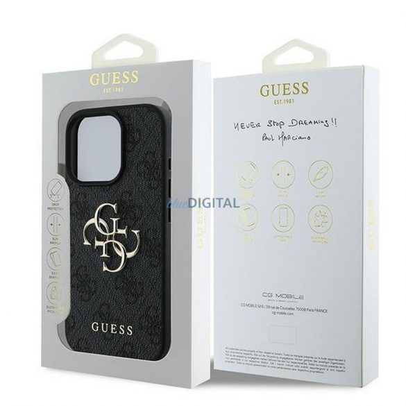 Guess GUHCP16L4GMGGR 4G PU Big Logo Caz iPhone 16 Pro - negru