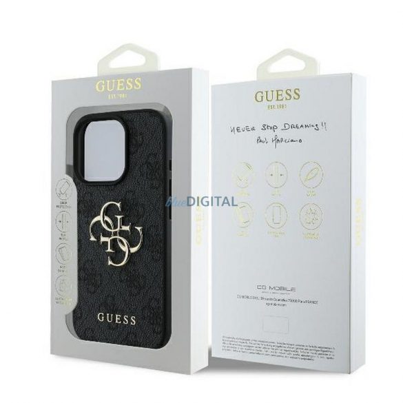 Guess GUHCP16X4GMGGR 4G PU Big Logo Caz iPhone 16 Pro Max - negru