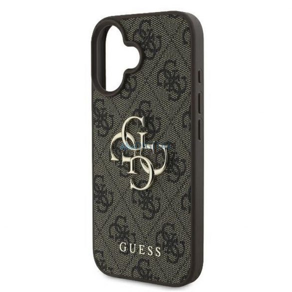 Guess GUHCP16S4GMGBR 4G PU Carcasă cu logo mare pentru iPhone 16 - maro