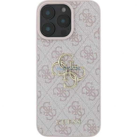 Guess GUHCP16S4GMGPI 4G PU Carcasă cu logo mare pentru iPhone 16 - roz