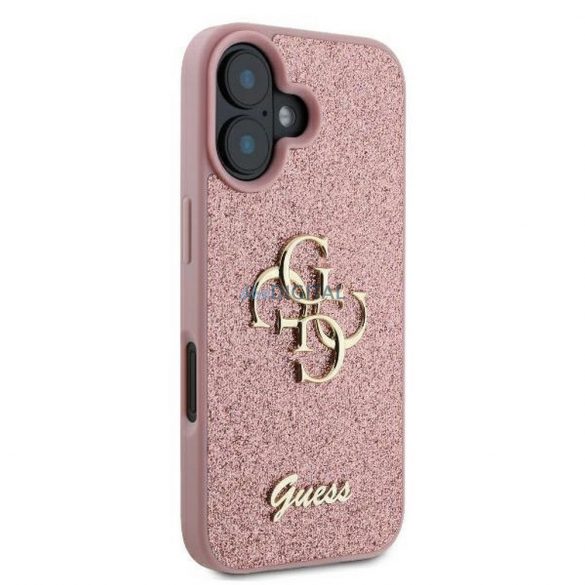 Guess GUHCP16MHG4SGP Carcasă Fixed Glitter Big 4G pentru iPhone 16 Plus - roz