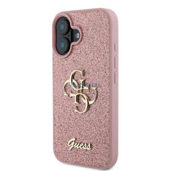 Guess GUHCP16MHG4SGP Carcasă Fixed Glitter Big 4G pentru iPhone 16 Plus - roz