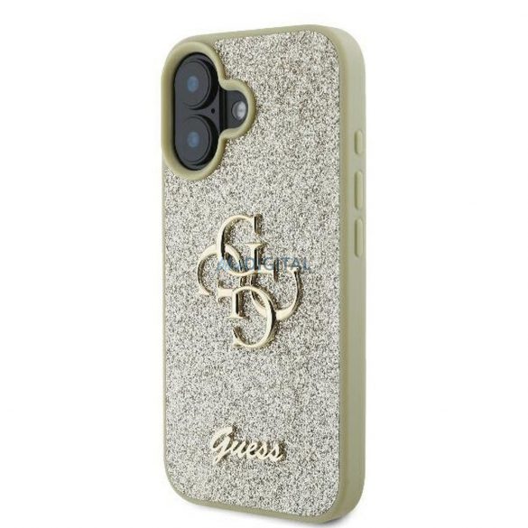 Guess GUHCP16MHG4SGD Carcasă Fixed Glitter Big 4G pentru iPhone 16 Plus - auriu