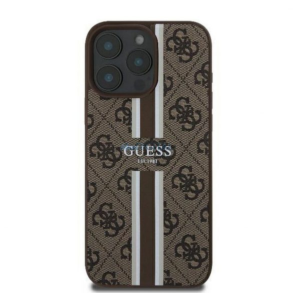 Guess GUHMP16LP4RPSW 4G cu dungi imprimate Carcasă compatibilă cu MagSafe pentru iPhone 16 Pro - maro