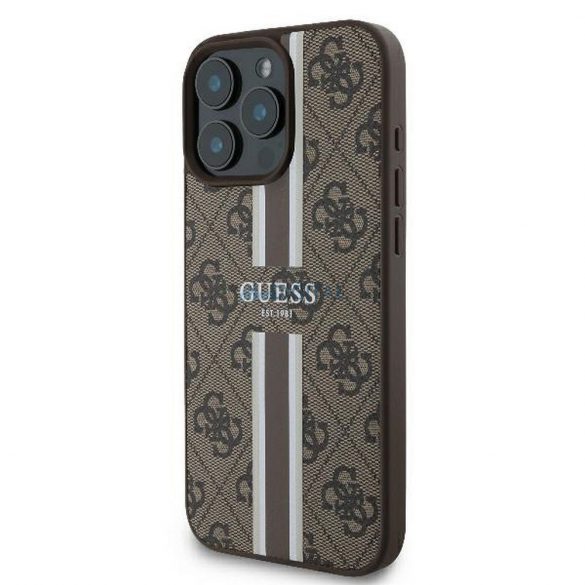 Guess GUHMP16LP4RPSW 4G cu dungi imprimate Carcasă compatibilă cu MagSafe pentru iPhone 16 Pro - maro