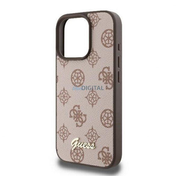 Guess GUHMP16XPGPYSW Peony Script Husă compatibilă MagSafe pentru iPhone 16 Pro Max - maro