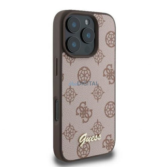 Guess GUHMP16XPGPYSW Peony Script Husă compatibilă MagSafe pentru iPhone 16 Pro Max - maro