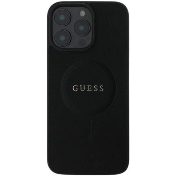 Guess GUHMP16MPSAHMCK Saffiano Classic Logo Carcasă compatibilă MagSafe pentru iPhone 16 Plus - negru