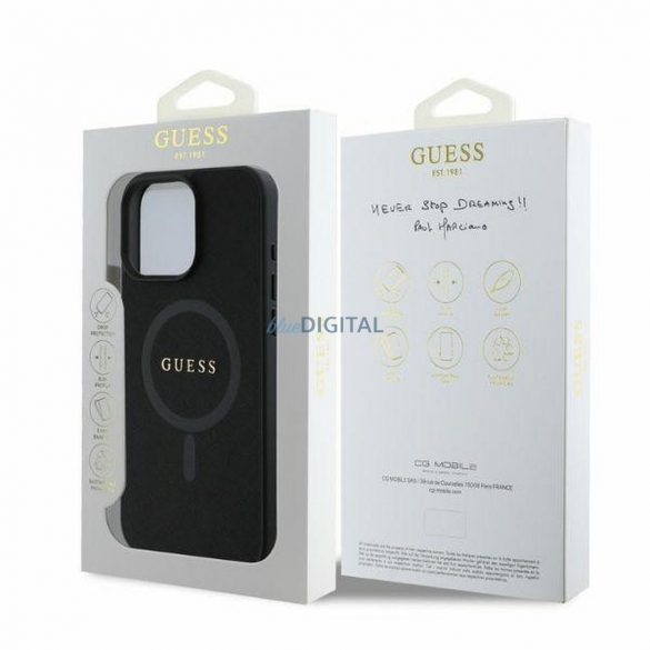 Guess GUHMP16LPSAHMCK Saffiano Classic Logo Carcasă compatibilă MagSafe pentru iPhone 16 Pro - negru