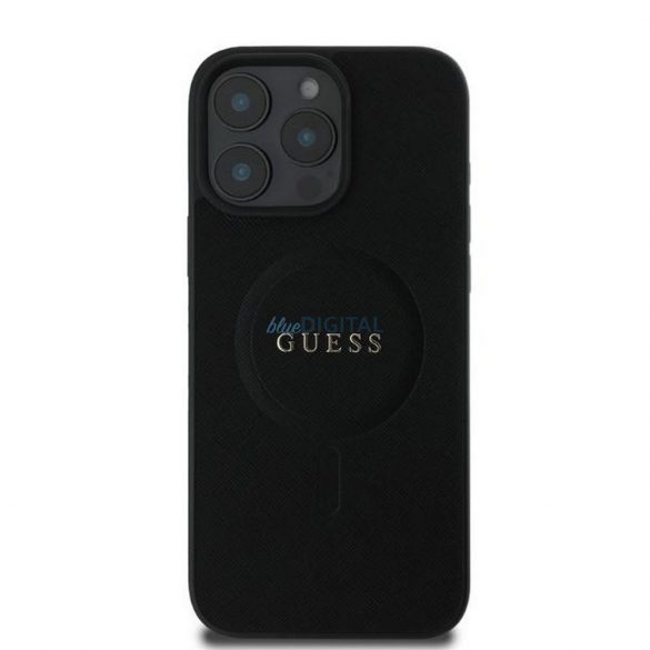 Guess GUHMP16LPSAHMCK Saffiano Classic Logo Carcasă compatibilă MagSafe pentru iPhone 16 Pro - negru