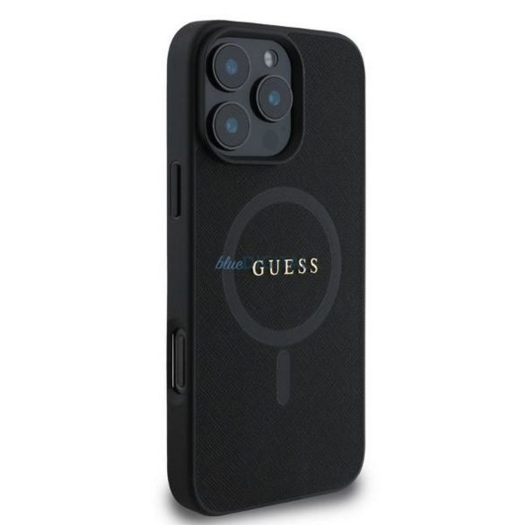 Guess GUHMP16LPSAHMCK Saffiano Classic Logo Carcasă compatibilă MagSafe pentru iPhone 16 Pro - negru