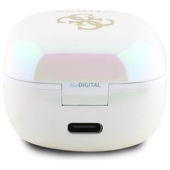 Guess GUTWSJ144ESH Mini Iridescent 4G Printed Logo TWS căști fără fir bluetooth - alb