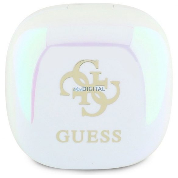 Guess GUTWSJ144ESH Mini Iridescent 4G Printed Logo TWS căști fără fir bluetooth - alb