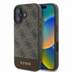 Guess GUHCP16SG4GLBR 4G Bottom Stripe carcasă pentru iPhone 16 - maro