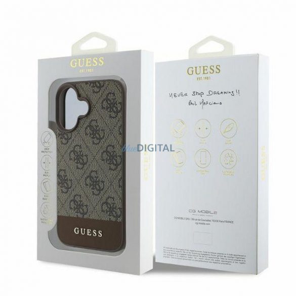 Guess GUHCP16SG4GLBR 4G Bottom Stripe carcasă pentru iPhone 16 - maro