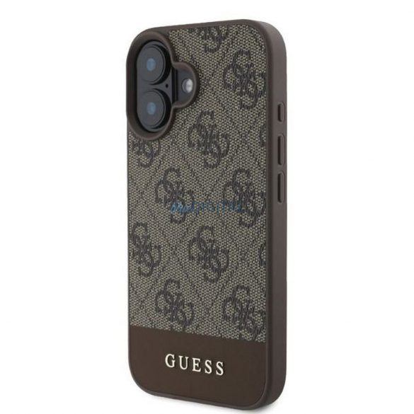 Guess GUHCP16SG4GLBR 4G Bottom Stripe carcasă pentru iPhone 16 - maro