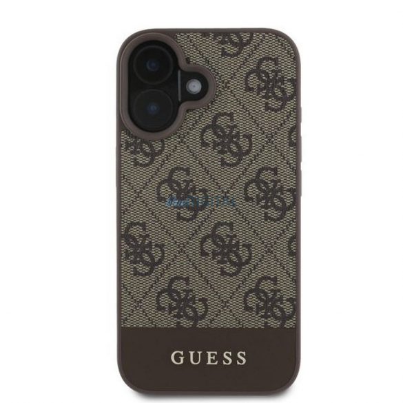 Guess GUHCP16SG4GLBR 4G Bottom Stripe carcasă pentru iPhone 16 - maro