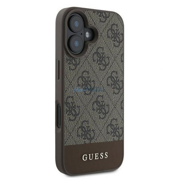 Guess GUHCP16MG4GLBR 4G Bottom Stripe carcasă pentru iPhone 16 Plus - maro